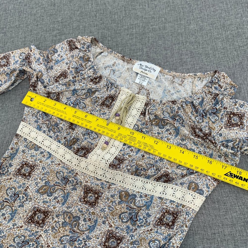 New York City Design Co. Boho Blouse Front Tie Off The Shoulder Wide Sleeves PS - Picture 7 of 10
